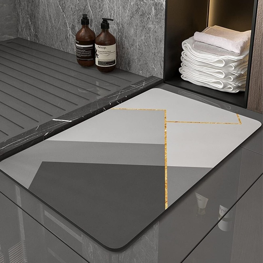 Diatomaceous  Bath Mat Super Absorbent and  Washable 16x24. color grey